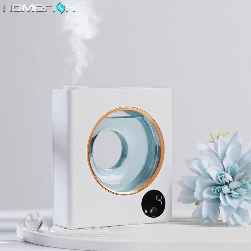 Small white automatic aromatherapy machine with wall-mounted design showing dimensions