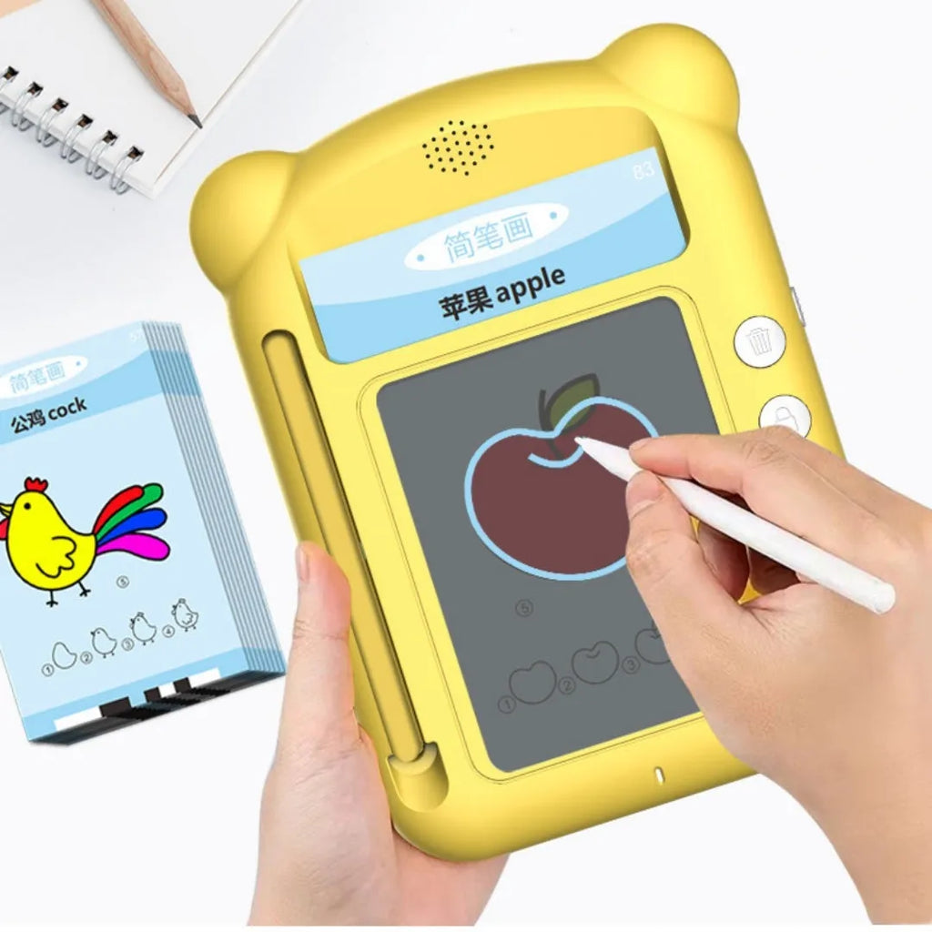 Yellow ABS bilingual early education learning machine with educational cards