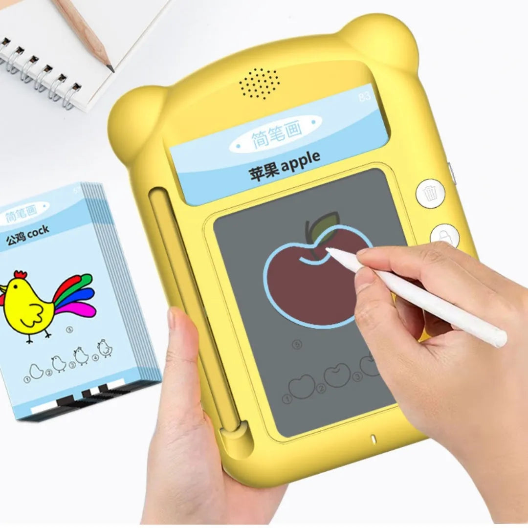 Yellow ABS bilingual early education learning machine with educational cards