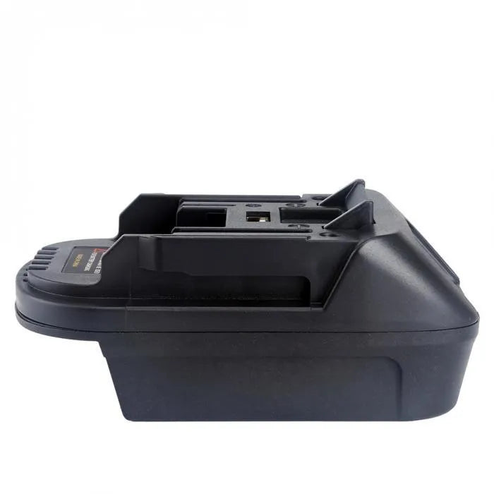 Black Milwaukee to Makita battery adapter measuring 125x90x65 cm for professional tool conversion
