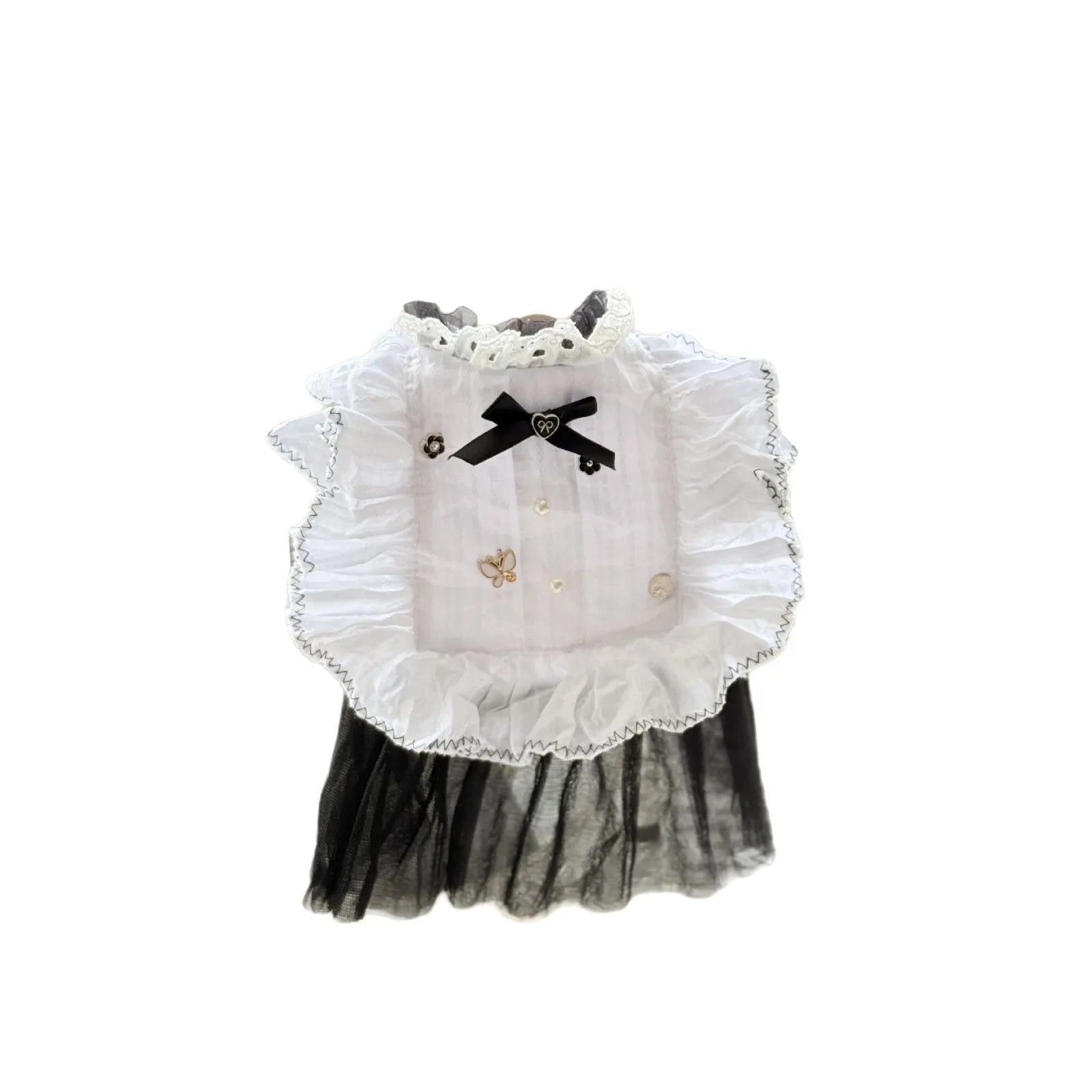 White polyester princess-style gauze skirt for small to medium dogs with tulle fabric details
