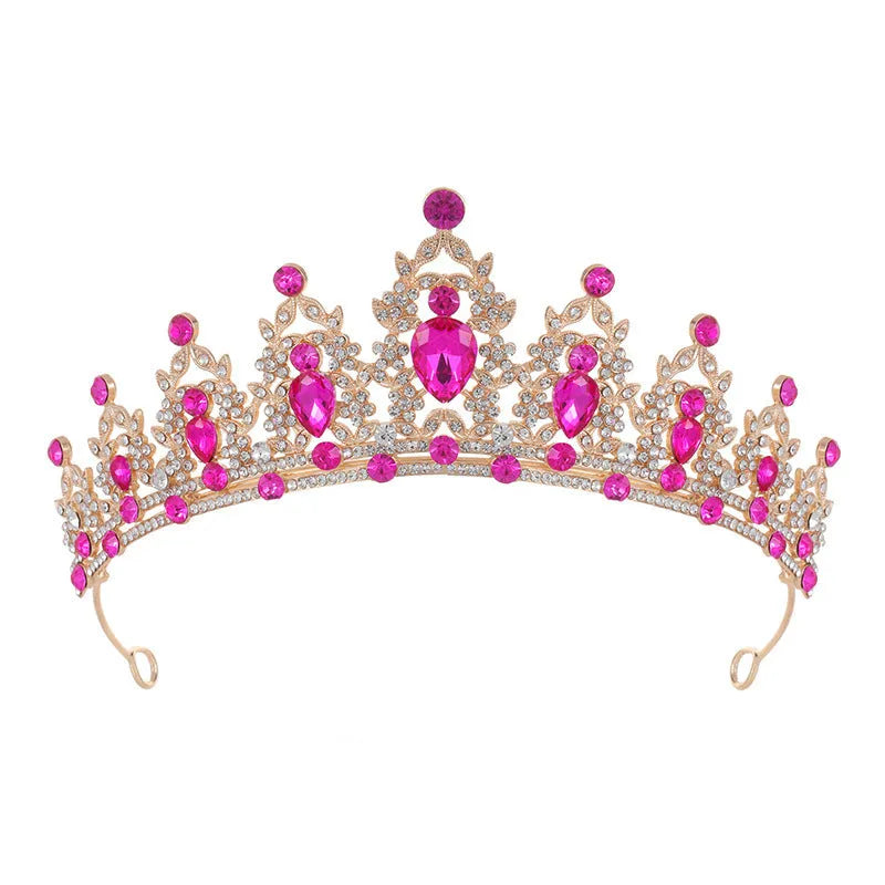 Baroque bride crown headdress with diamond treatment in silver and gold colour options