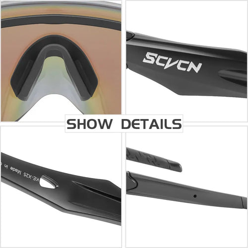Frameless windproof athletic glasses with a colourful integrated lens in a sporty style.