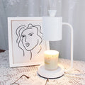 European-style white metal aromatherapy wax melting lamp with dimmer switch on table.