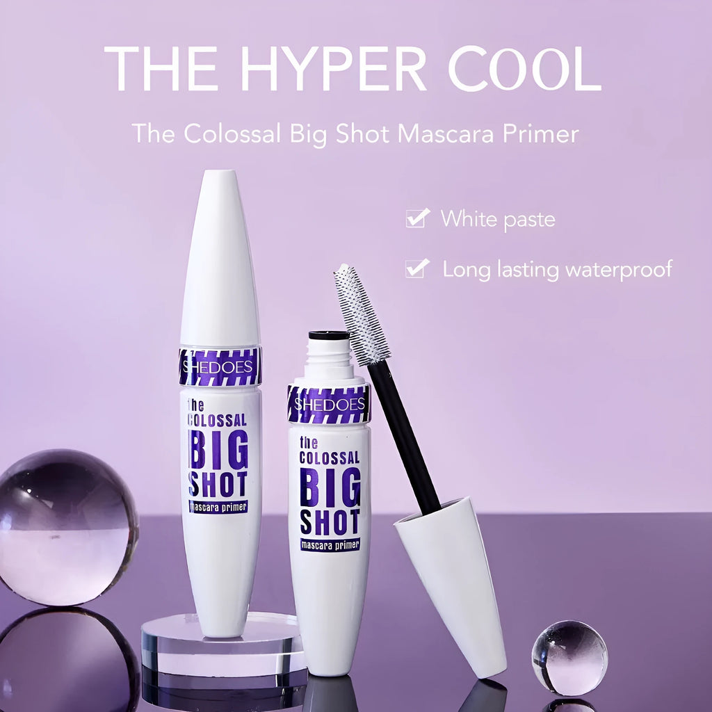 White waterproof and sweat-proof mascara tube with 10ML net content for curling lashes.