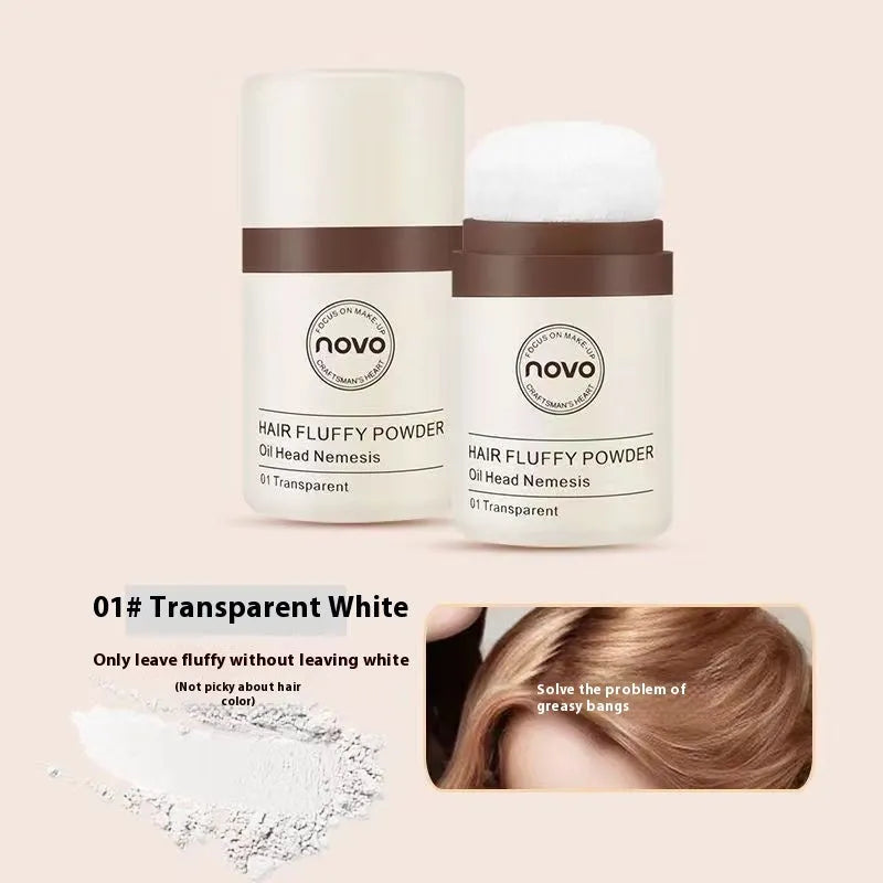Veejaqa oil control mattifying powder compact in transparent and brown shades for face and bangs.
