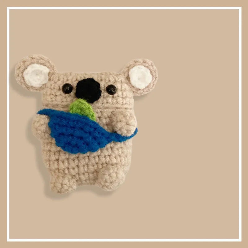 Hand-knitted koala bear backpack design AirPods protective cover for multiple Apple AirPods models