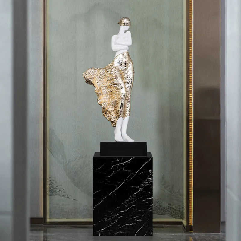 48cm tall sculptured beauty character ornament in rose gold or silver finish for modern home decor