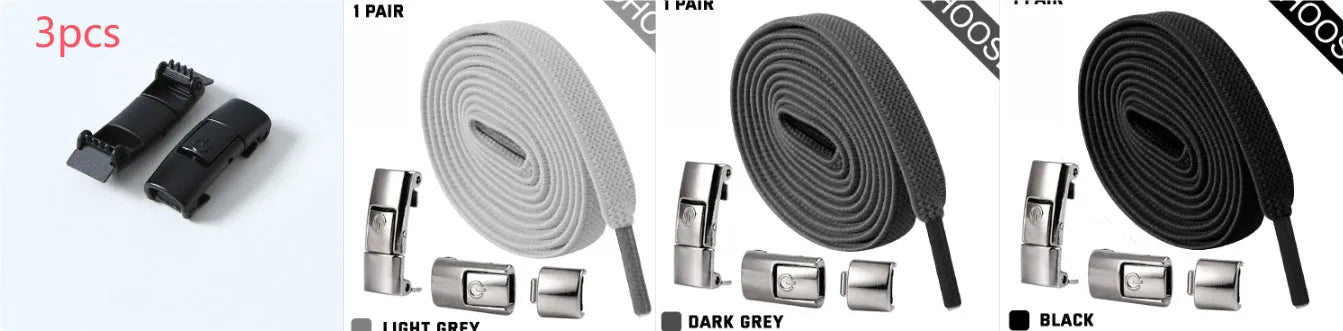 Press lock elastic shoelaces with 8mm widened flat design in various colours
