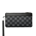 Black men's leather clutch wallet showing cowhide texture and 20cm x 10cm dimensions