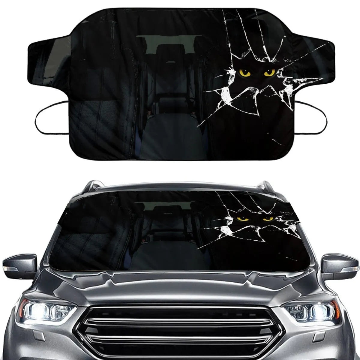 Car front snow protection cover with aluminium foil construction measuring 130 by 70 centimetres