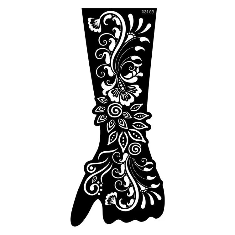 Hollow geometric tattoo sticker sheet with 30 machine-cut 3D paper carving patterns