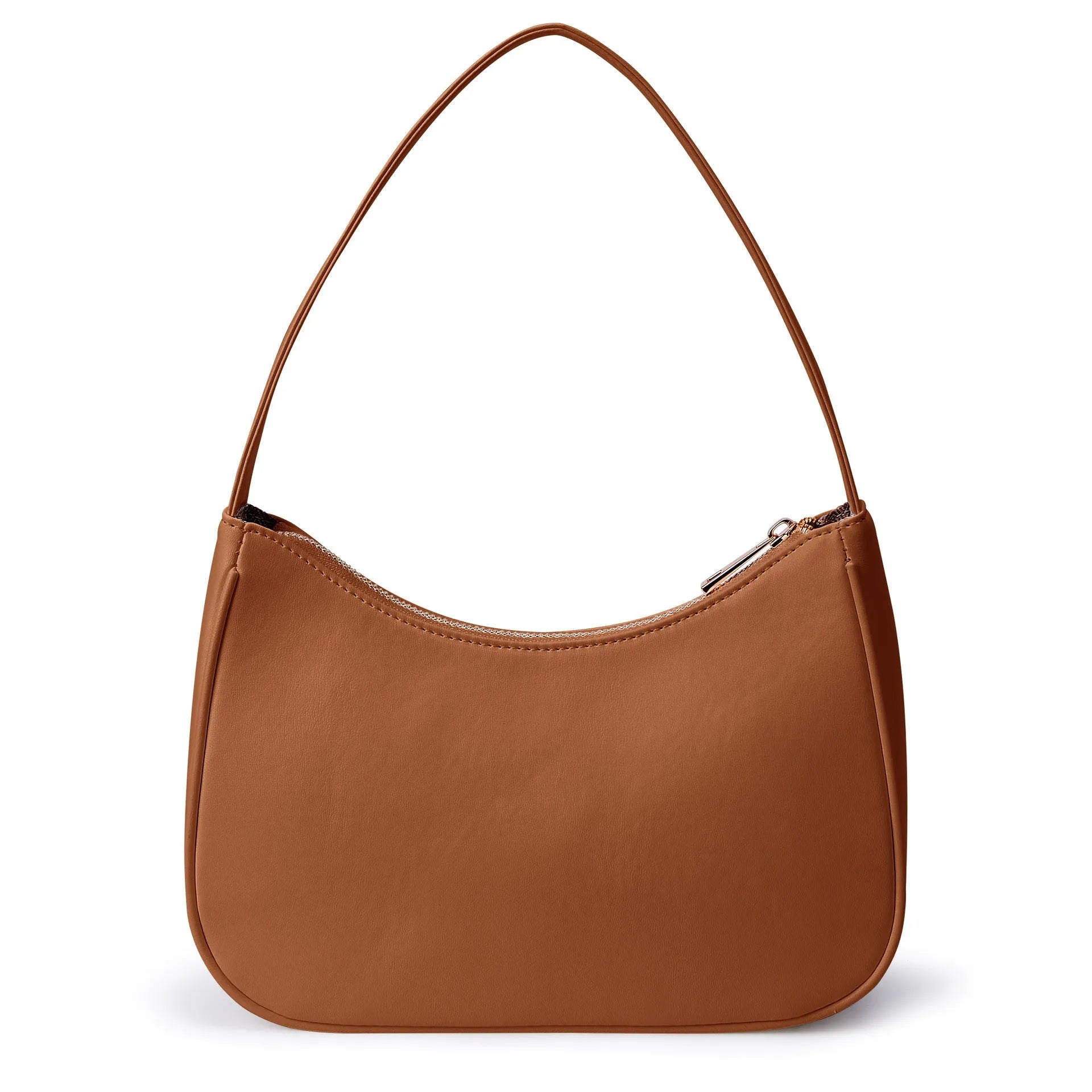 Simple retro waterproof PU shoulder bag with adjustable strap shown in a selection of colours.
