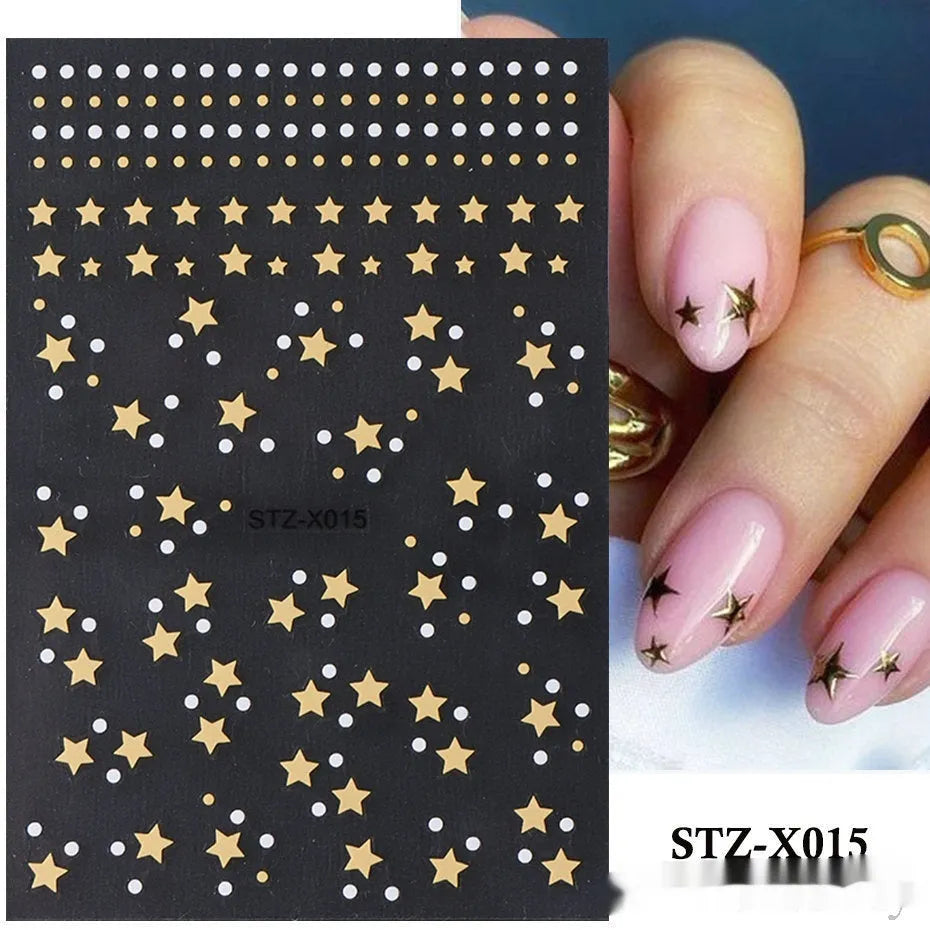 Black and silver strip cartoon nail art stickers on plastic patch