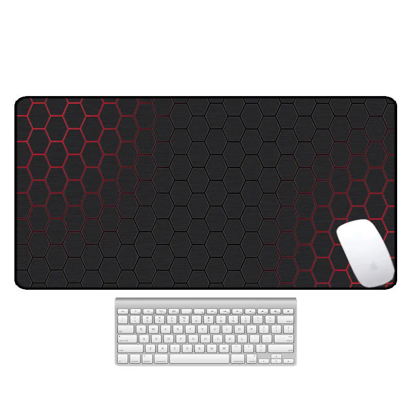 Large computer desk pad mouse mat with patterned surface and natural rubber non-slip base