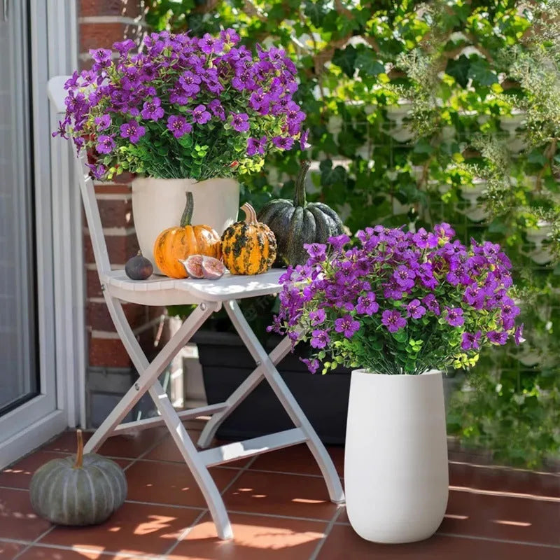Artificial purple plastic eucalyptus-style flower fake stem for wedding home porch decoration