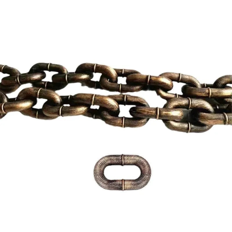 PP plastic simulation dog leash prop in bronze, antique silver, and black colours showing different lengths.
