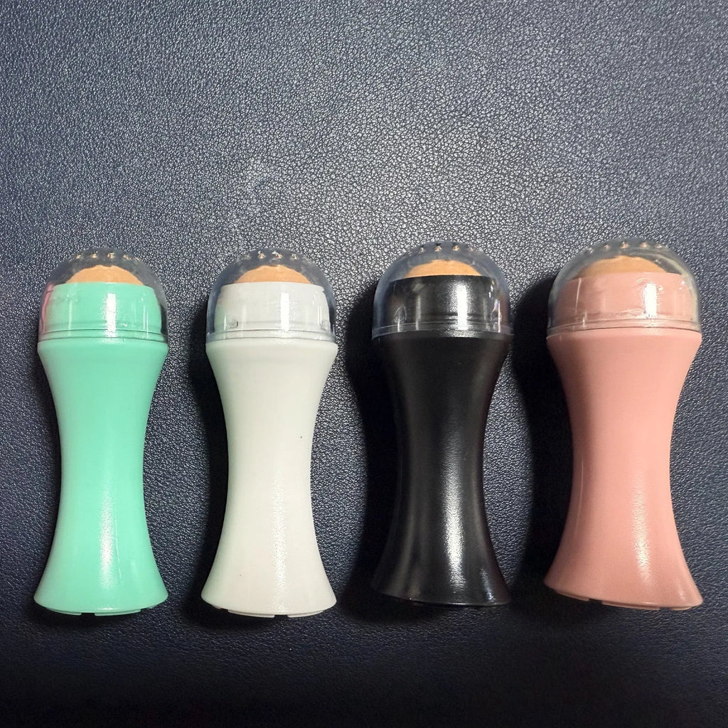 Mini volcanic stone facial roller for oil absorption in four colour options