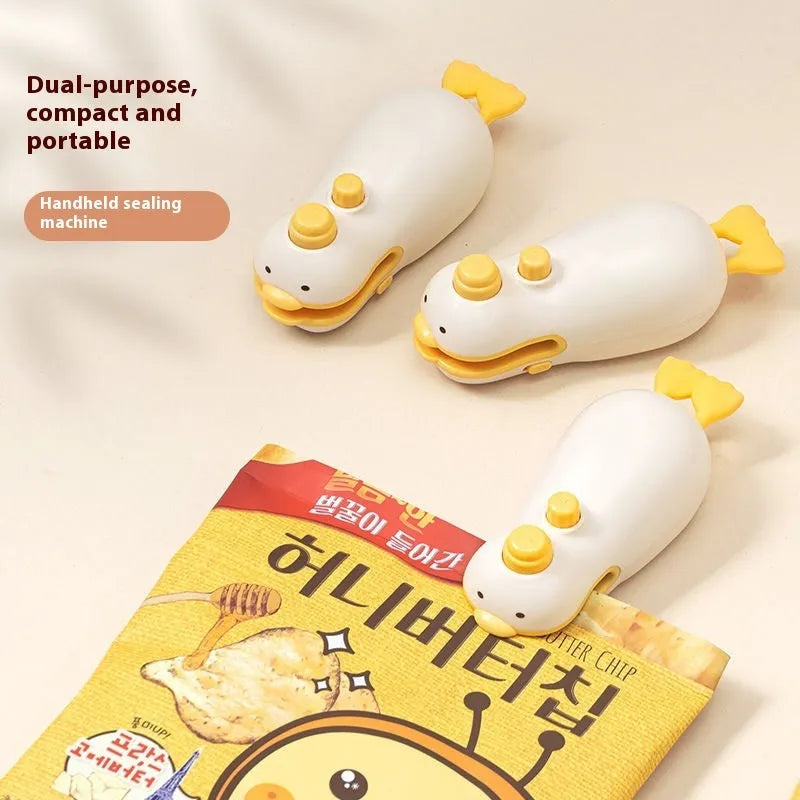 Small yellow duck pattern rechargeable sealing machine with included charging cable