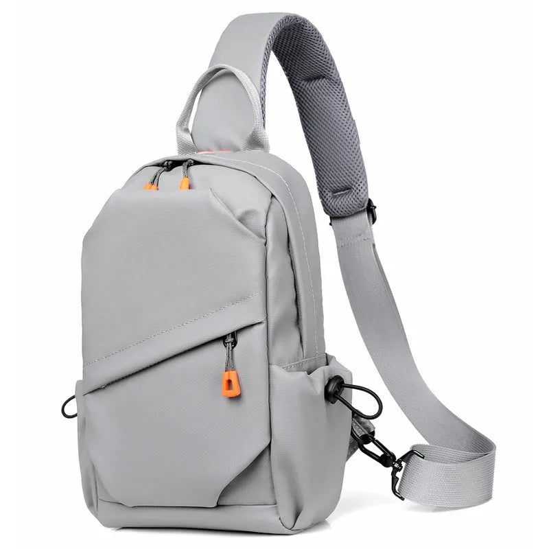 Men's black polyester crossbody bag with adjustable strap and simple casual styling