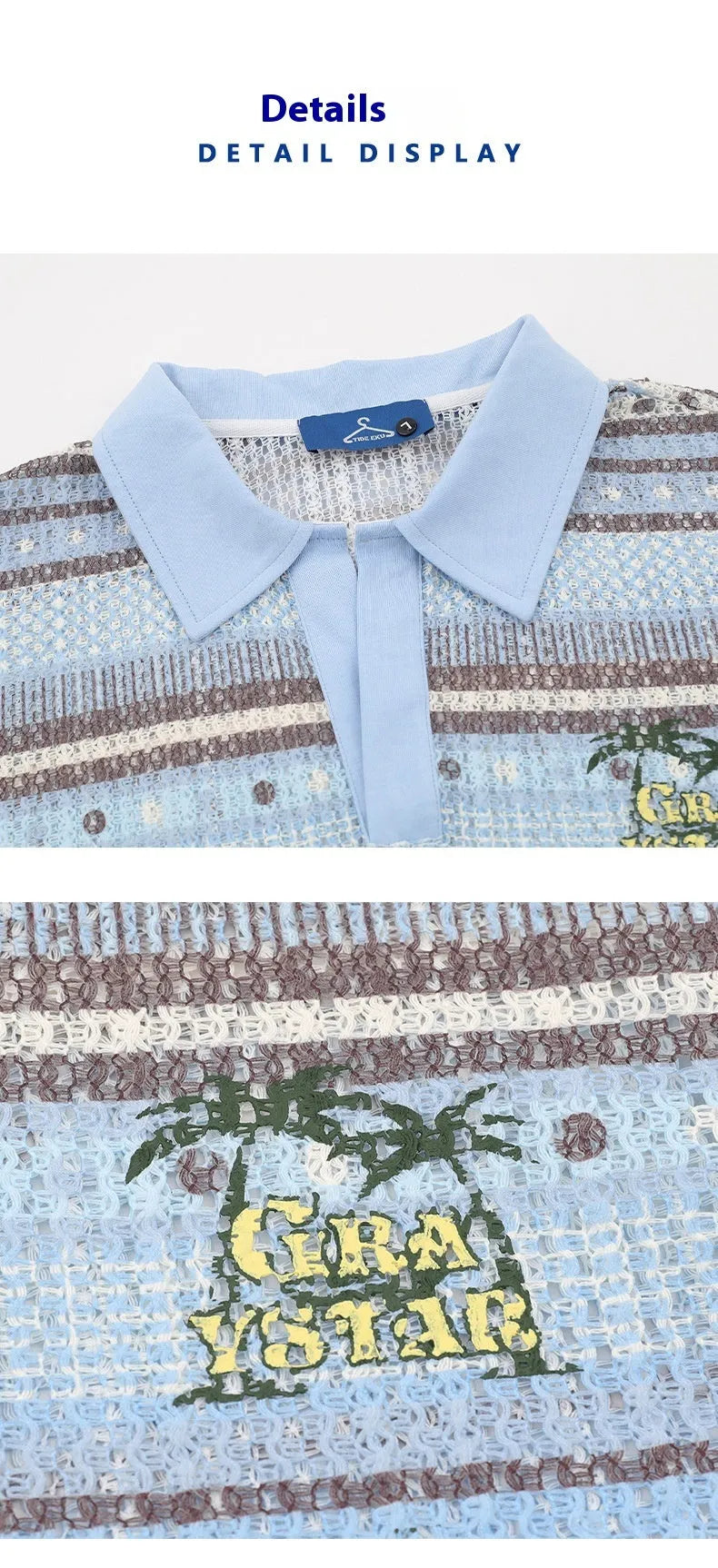 Men's loose fit printed short sleeve shirt in yellow or blue colour, made from polyester fabric