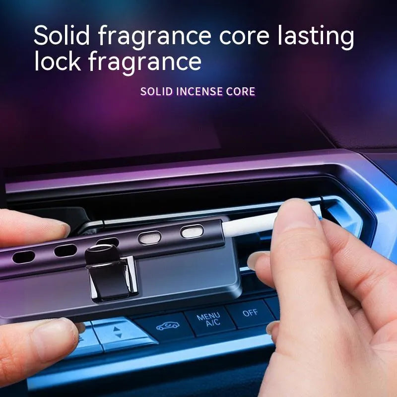 Black automobile aromatherapy air outlet ambience light with LED decoration and fragrance sticks