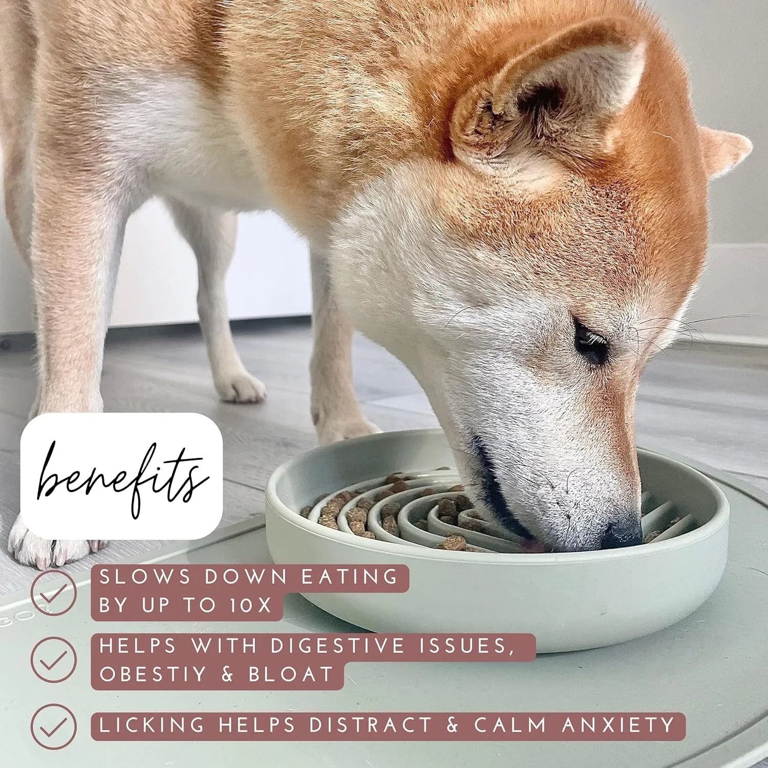 Slowdown Bowl silicone dog slow feeder with ridges, shown in beige colour.