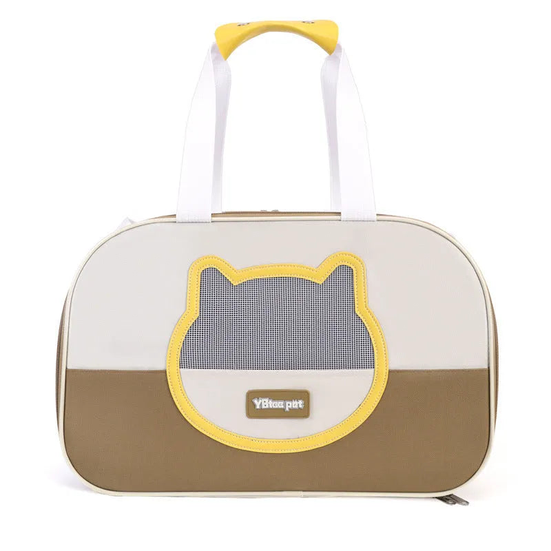 Outdoor portable foldable cat backpack in Oxford cloth, showing large capacity and breathable design.