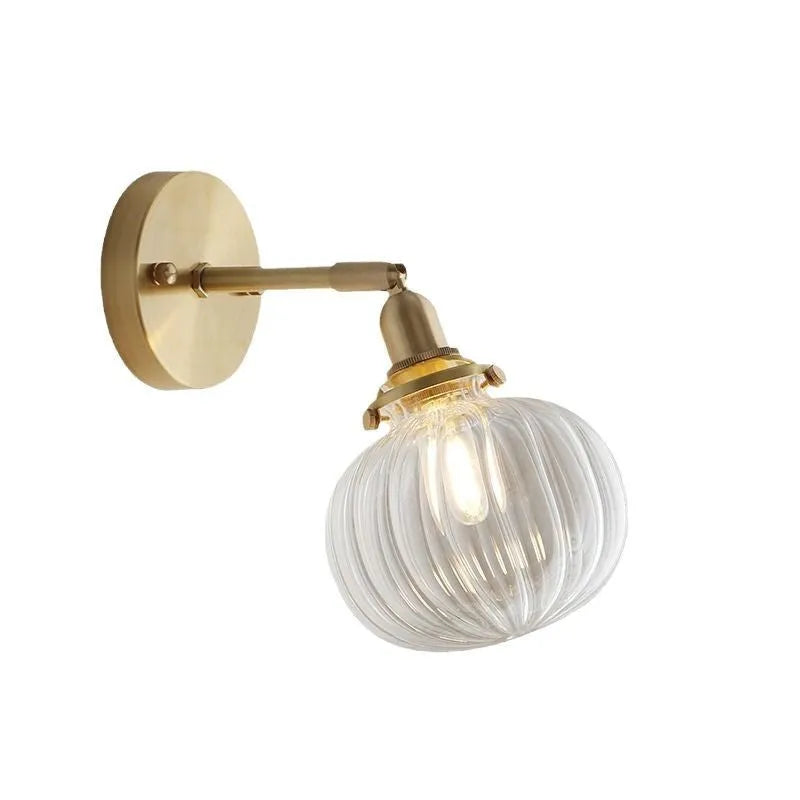 Pumpkin-shaped transparent glass wall lamp for living room or bedroom decor