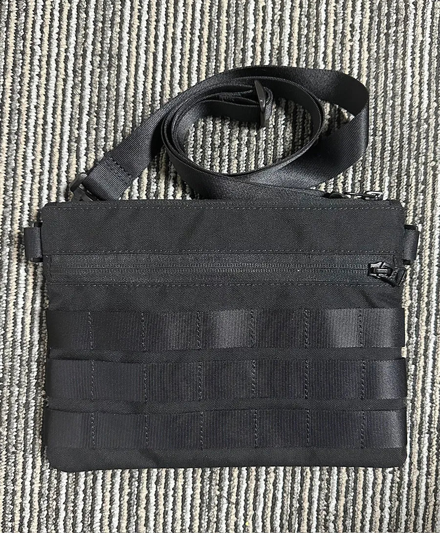 Black Oxford cloth military tactical outdoor pouch measuring 18 by 3.5 centimetres
