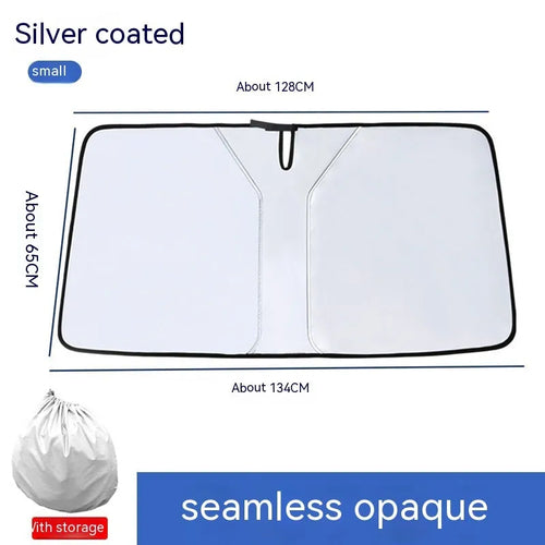 Car double ring front windscreen sun shield in titanium silver colour showing heat reflection coating