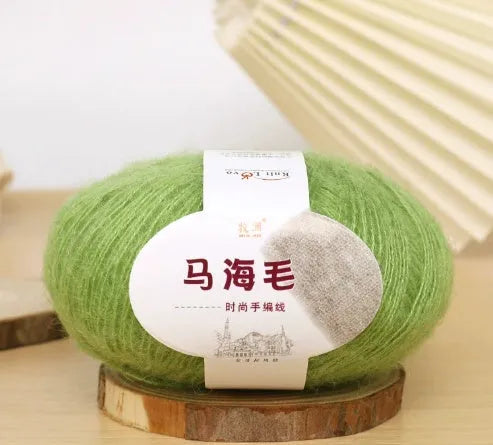 Mohair wool ball for DIY scarf kit with 34 colour options including white, grey, pink and blue