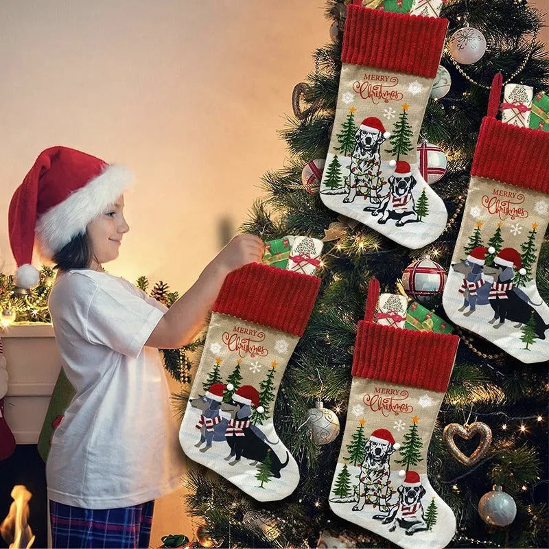 Cloth Christmas tree pendant gift bag in American style, 46cm long.