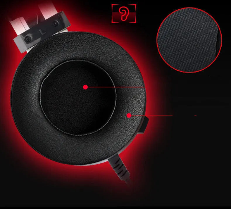 Black wired computer gaming headset with 2 metre cable and 3.5mm connector