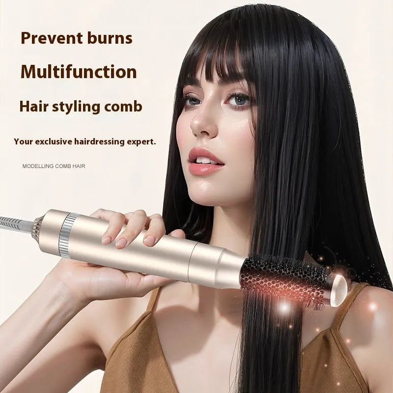 Champagne gold 5-in-1 hot air comb hair curler and straightener styling tool