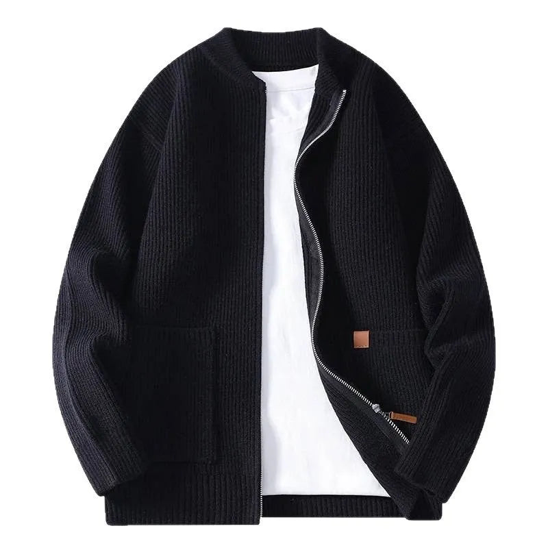 Men's striped sweater cardigan in chemical fibre blend available in multiple colours with Asian sizing