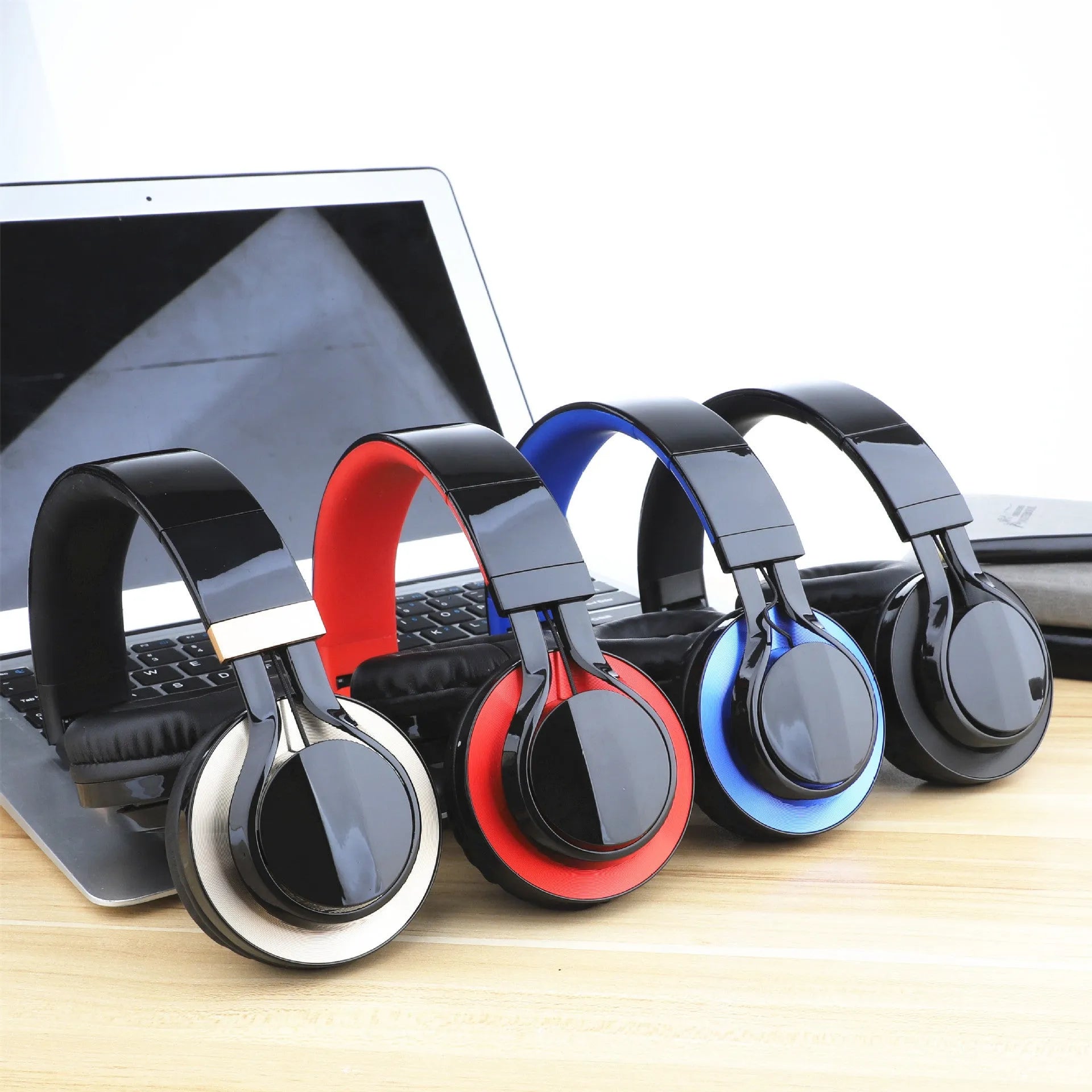 Black wired over-ear headphones with microphone and 3.5mm plug