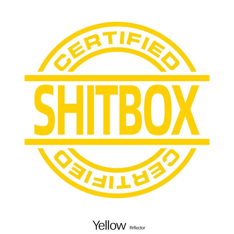 Creative vinyl car body sticker in multiple colours showing 13cm by 12cm dimensions.