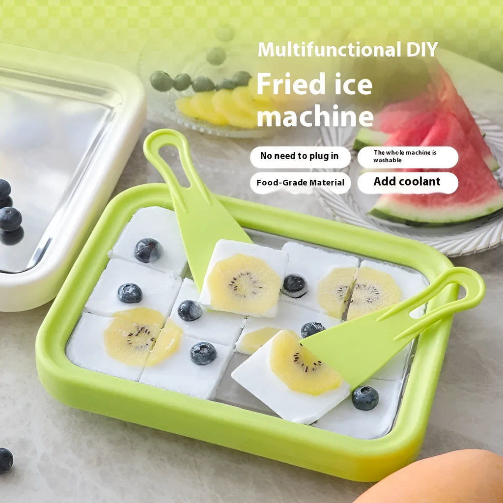 Children's manual fried yogurt machine for homemade ice cream in green, pink, rose red, or white colours