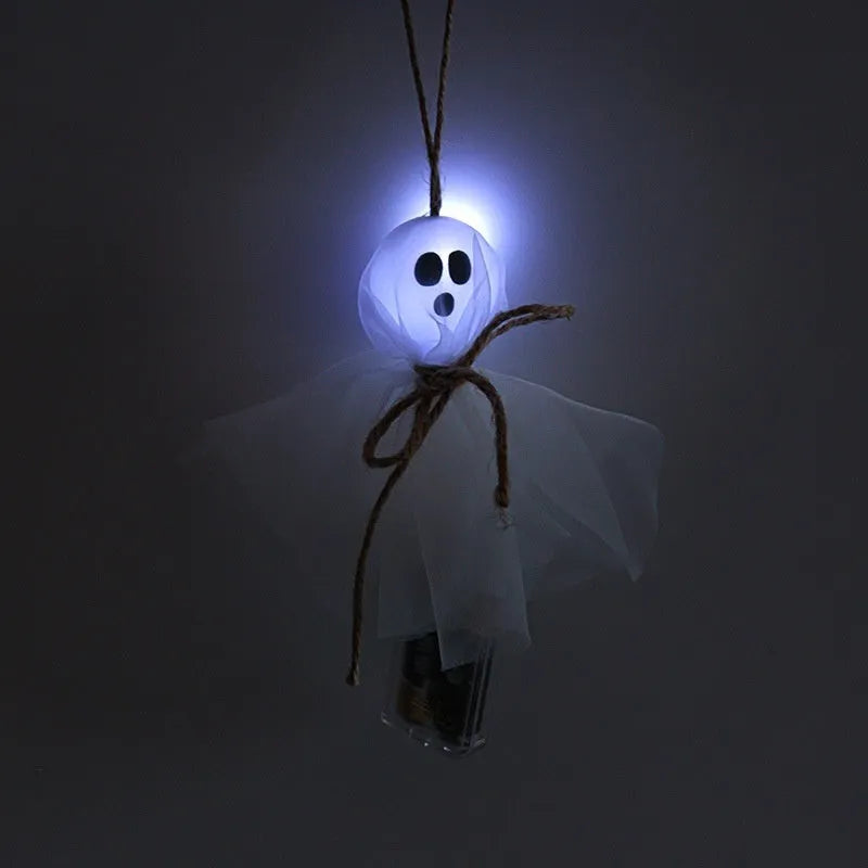 Halloween ghost-themed LED lighting chain with battery box and colourful PVC shell