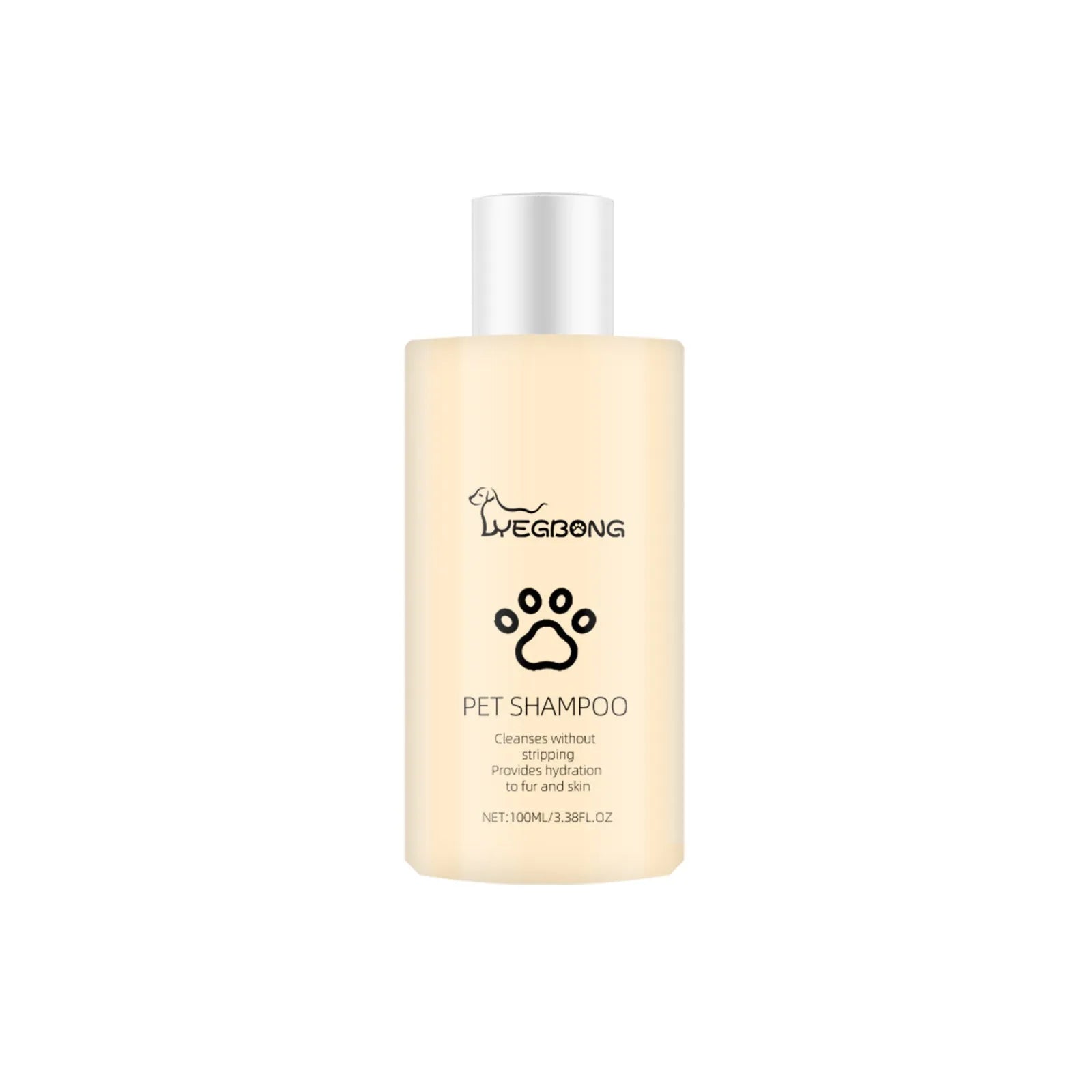 Bottle of mild pet shampoo for dogs in 100ml or 300ml size.