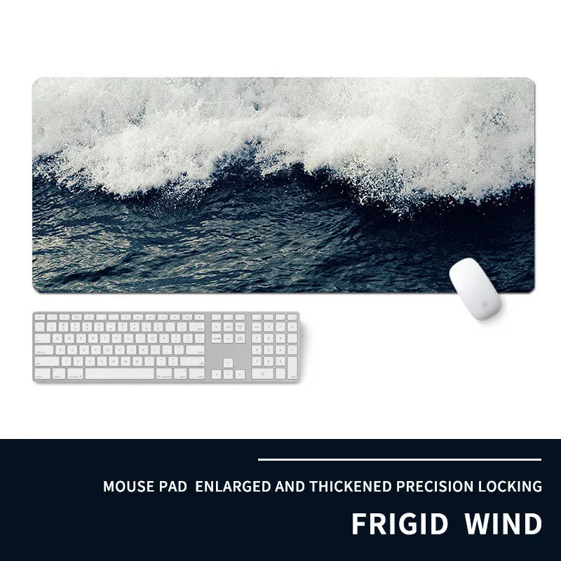 Oversized gaming mouse pad with extended surface for keyboard and mouse on desk