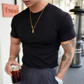 Men's cotton blend crew neck short sleeve t-shirt in black and white for sports and casual wear