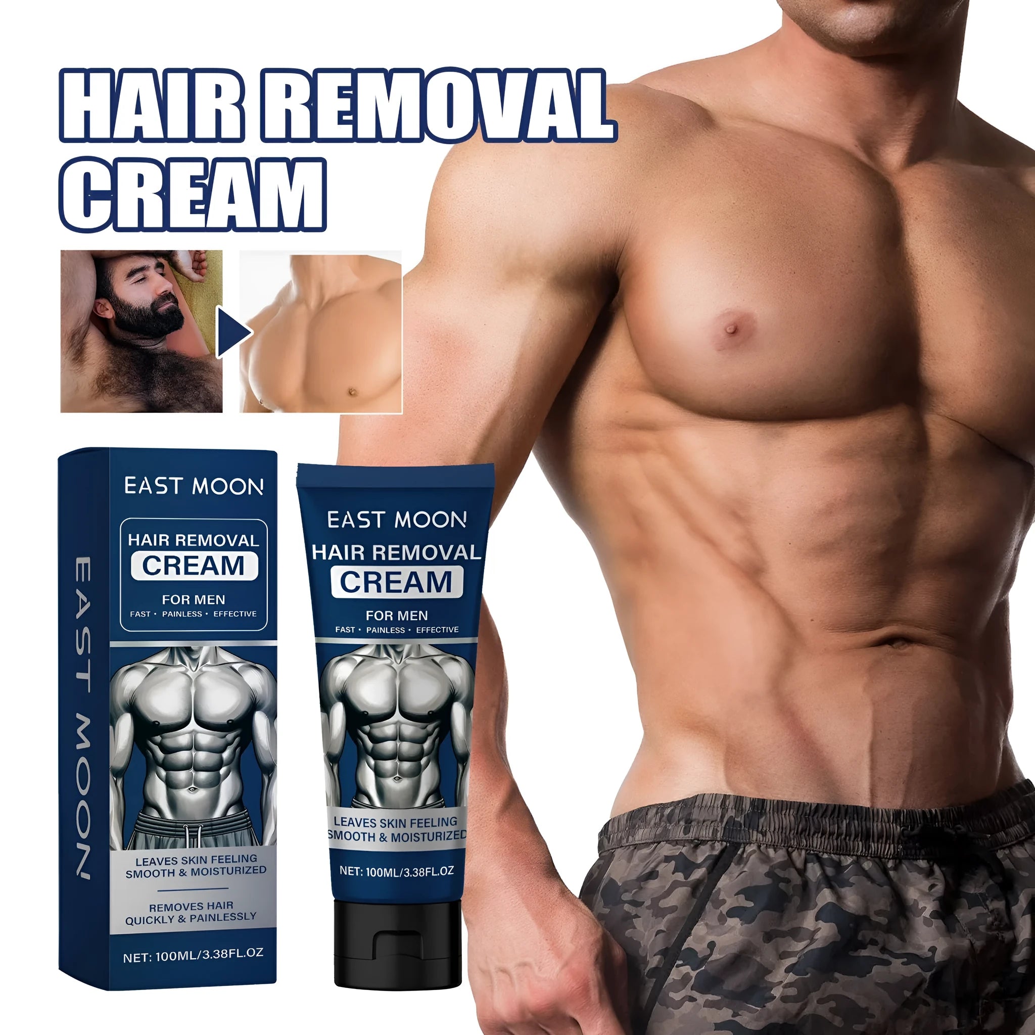 100ml men's hair removal cream bottle for beard armpit hand and leg body depilation