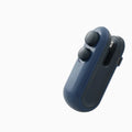 White and blue handheld USB rechargeable heat sealer with cutter blade.