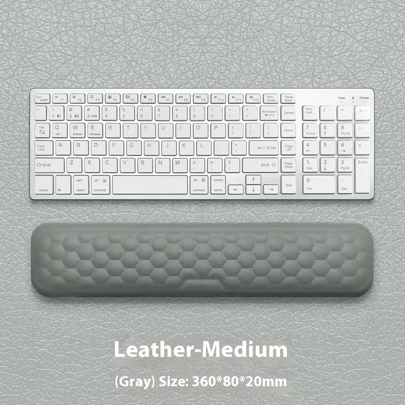 Memory cotton wrist pad for computer use in black or grey with cloth or leather options