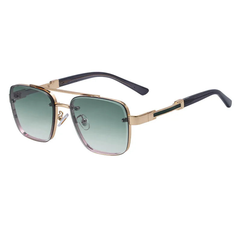 Men's vintage sunglasses with UV protection in gold gradient blue colour with PC frames