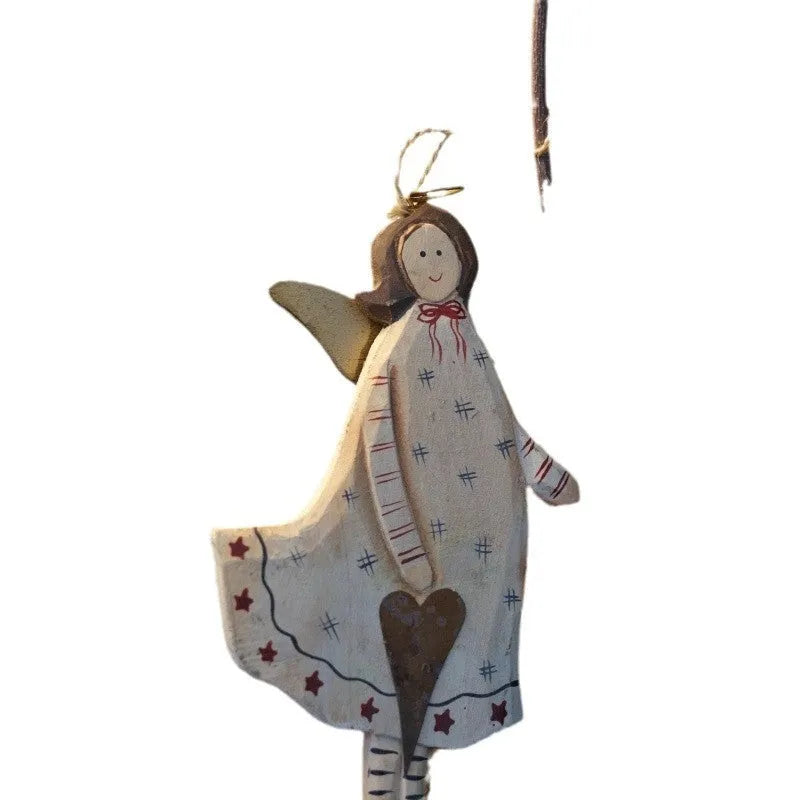 Hand-painted wooden door plate pendant with carved letters and love heart design in country style