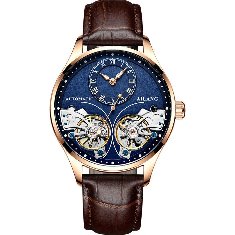 Titanium automatic watch with tourbillon and moon phase display on wrist