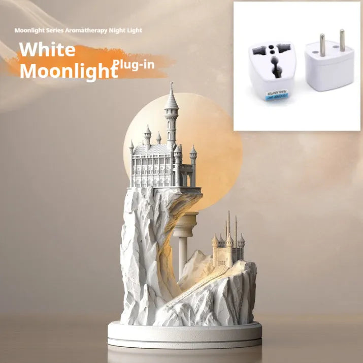 White composite gypsum table lamp with wire control switch for bedroom night light function